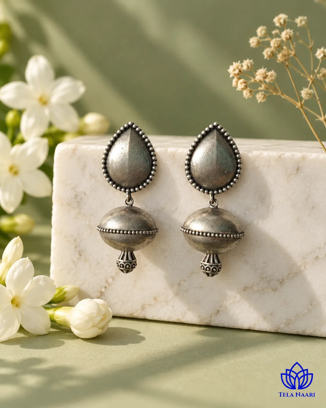 Silver Oxidised Daily Wear Earrings | Indian Heritage Jewellery