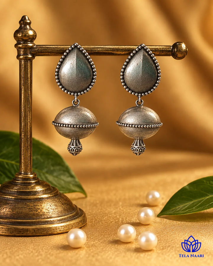 Silver Oxidised Daily Wear Earrings | Indian Heritage Jewellery