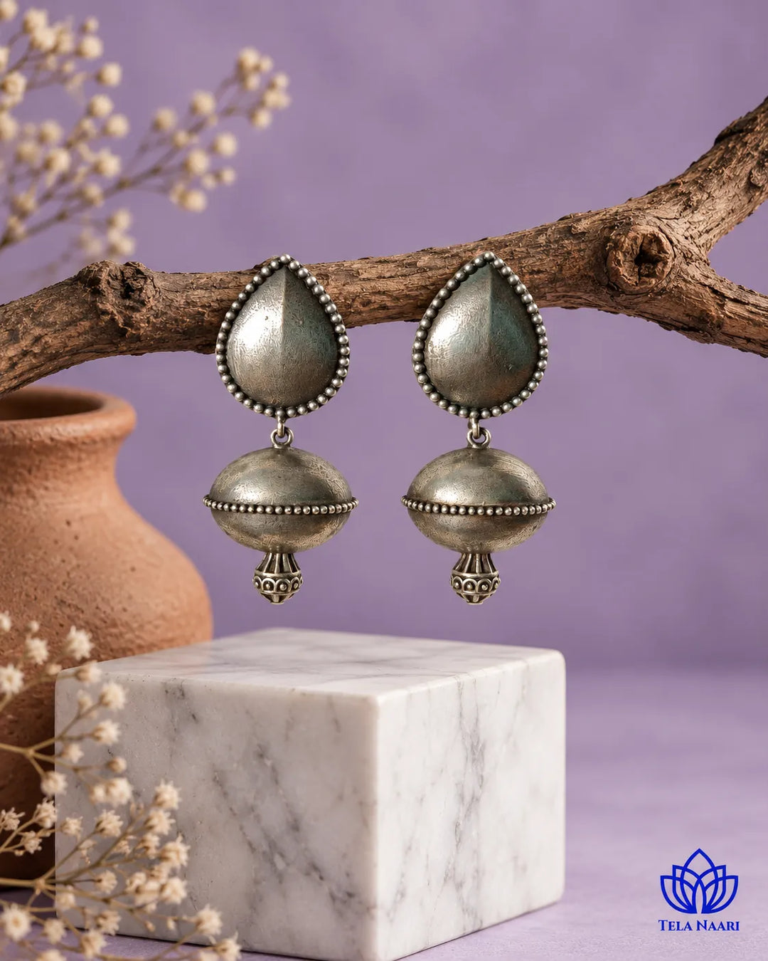 Silver Oxidised Daily Wear Earrings | Indian Heritage Jewellery