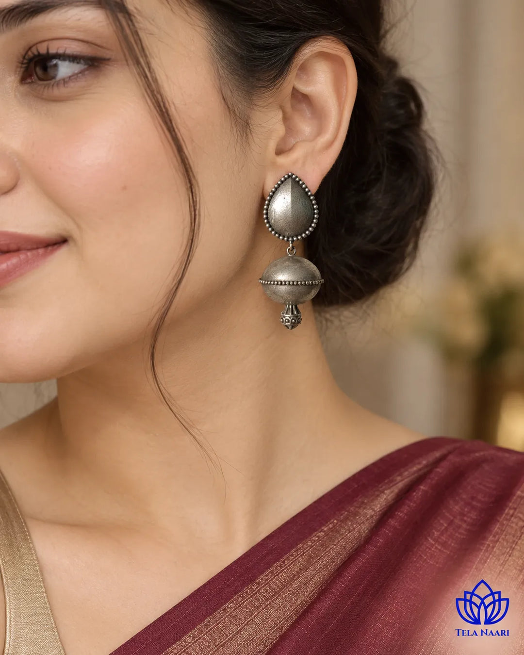 Silver Oxidised Daily Wear Earrings | Indian Heritage Jewellery