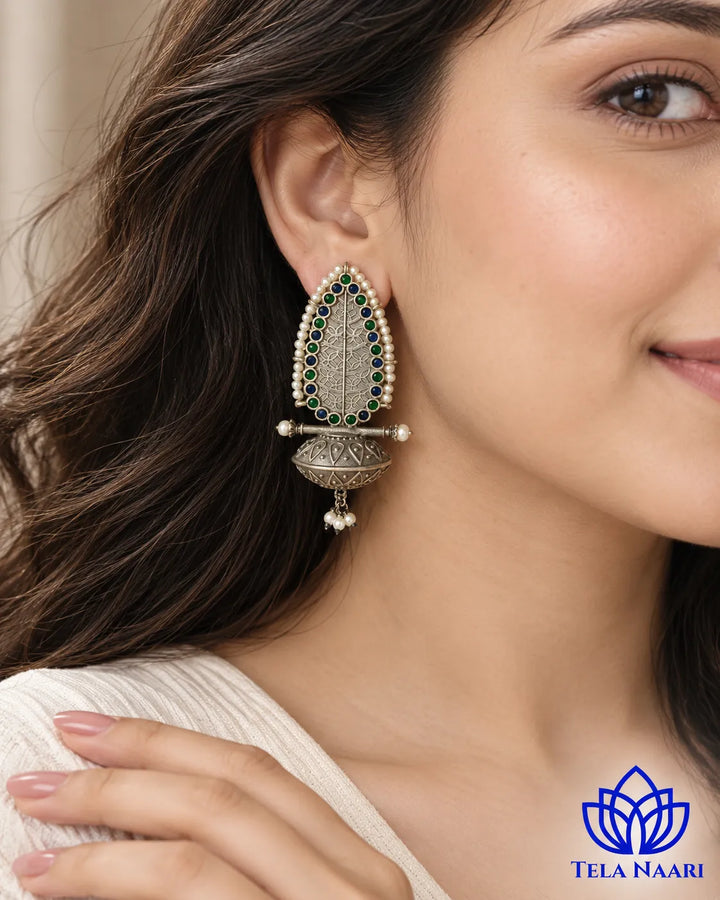 Silver Oxidised Earrings Chavi