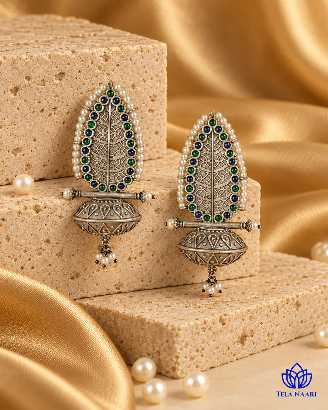 Silver Oxidised Earrings Chavi