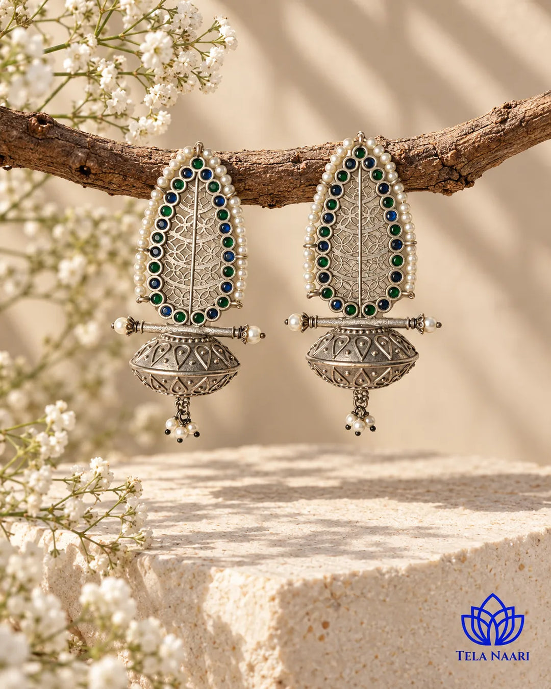 Silver Oxidised Earrings Chavi