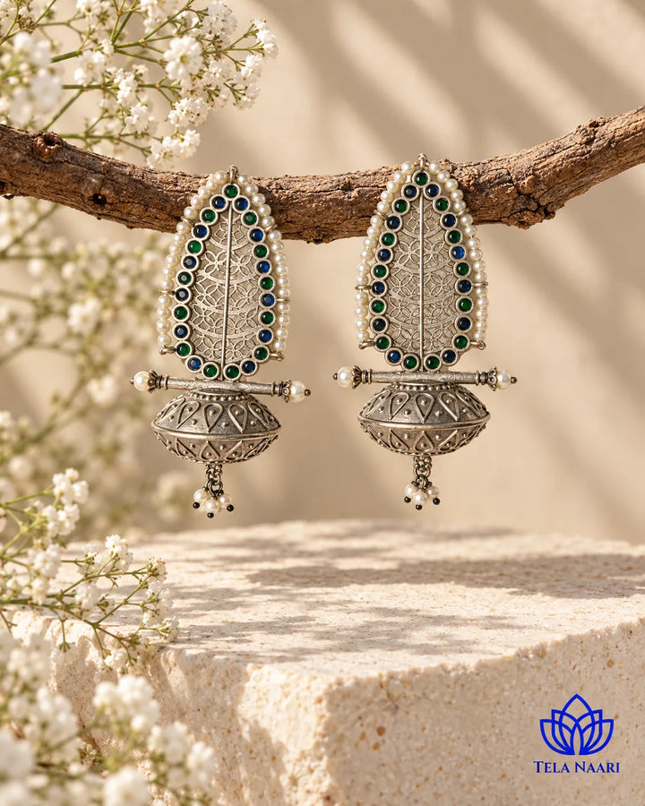 Silver Oxidised Earrings Chavi