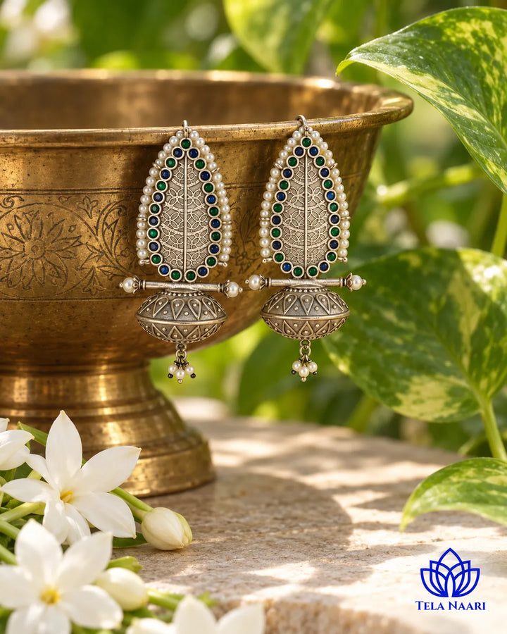 Silver Oxidised Earrings Chavi