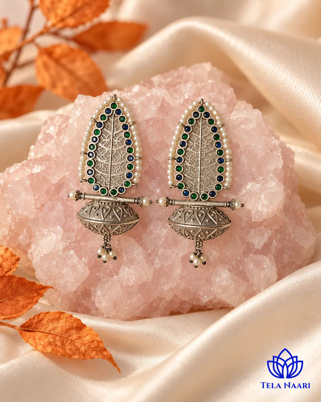 Silver Oxidised Earrings Chavi