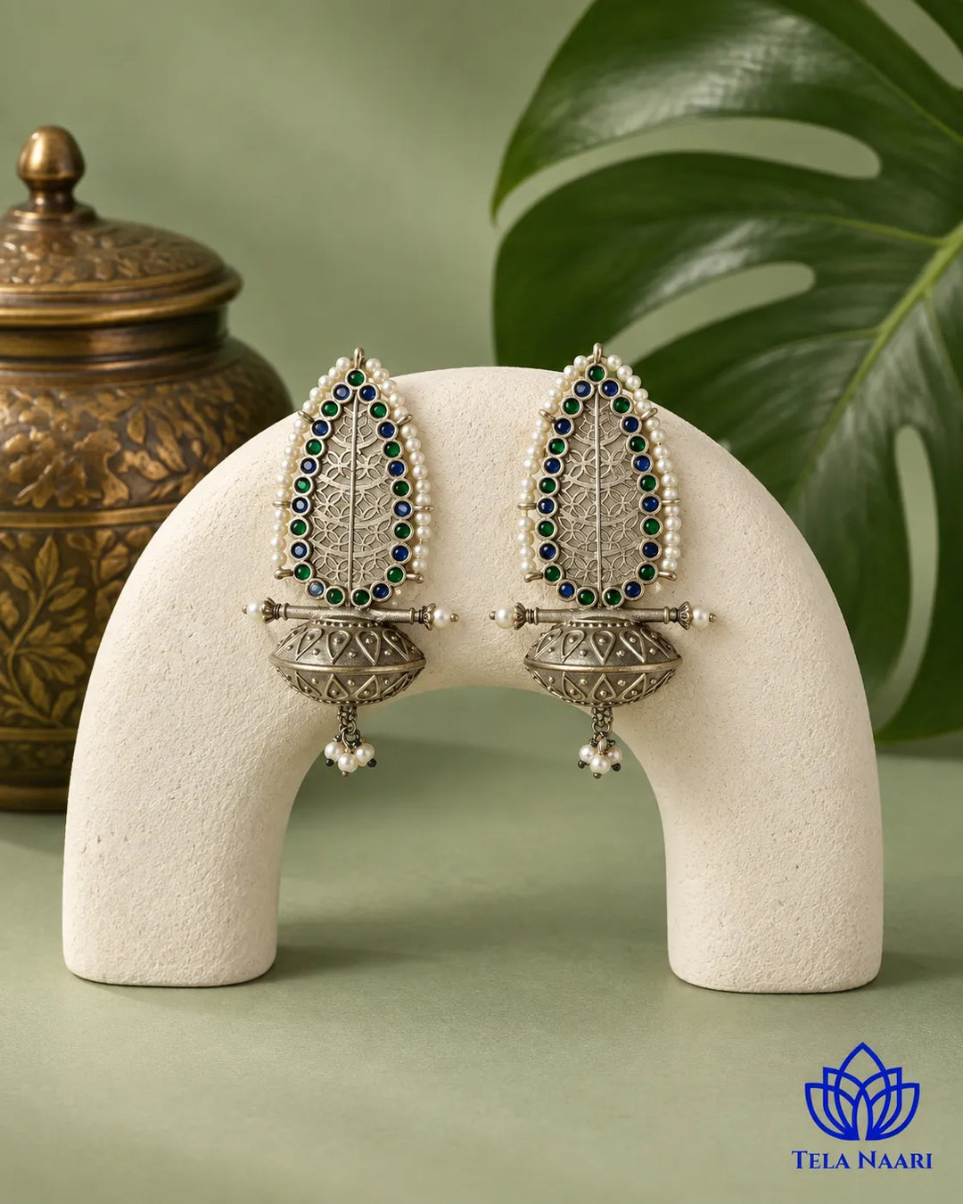 Silver Oxidised Earrings Chavi