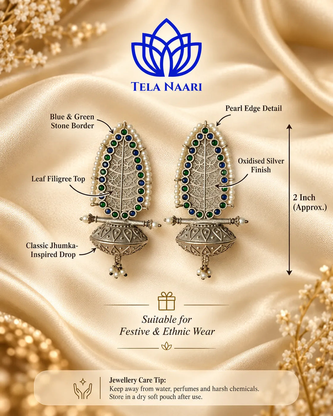 Silver Oxidised Earrings Chavi