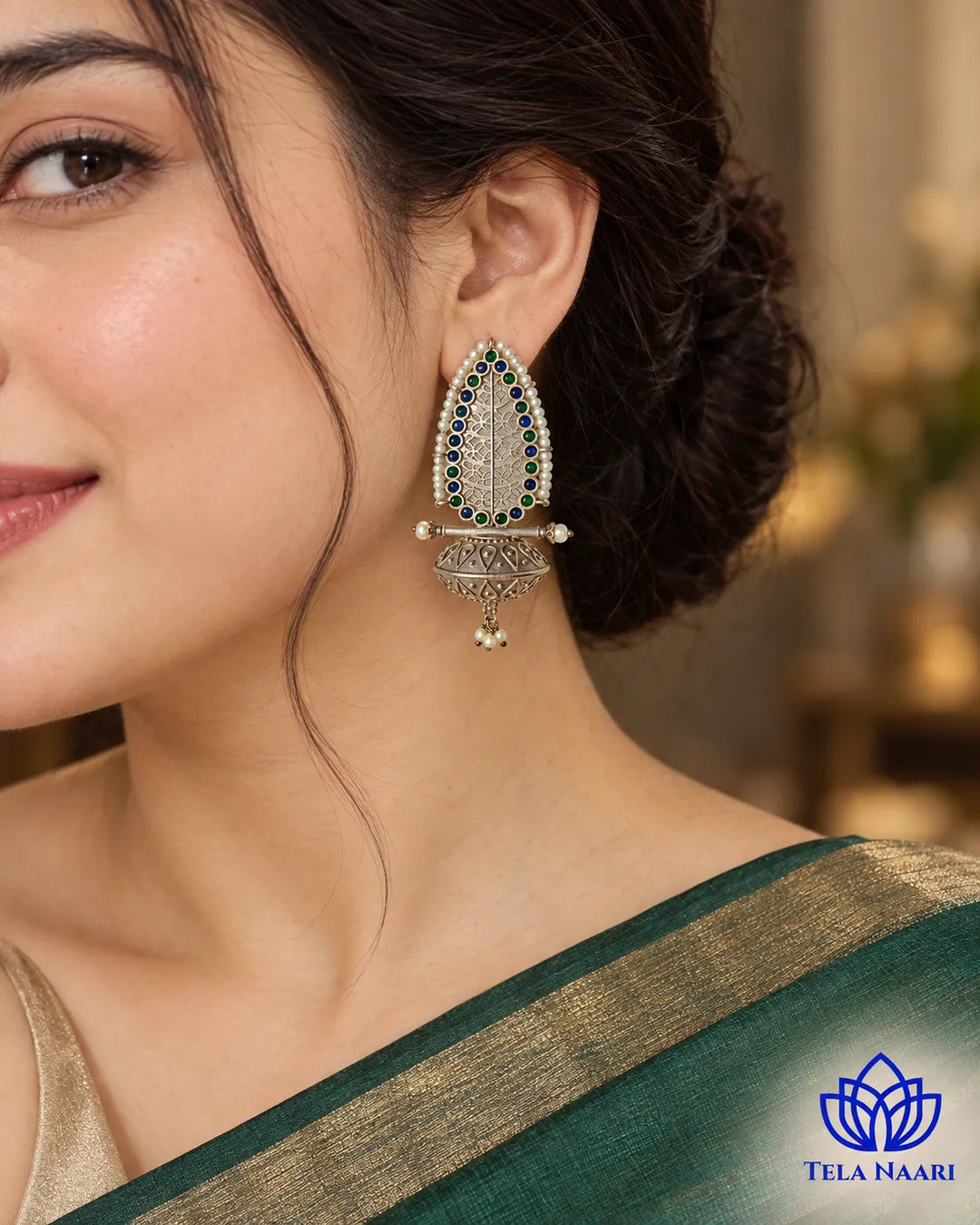Silver Oxidised Earrings Chavi