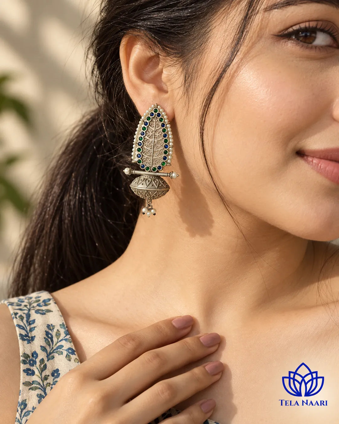 Silver Oxidised Earrings Chavi