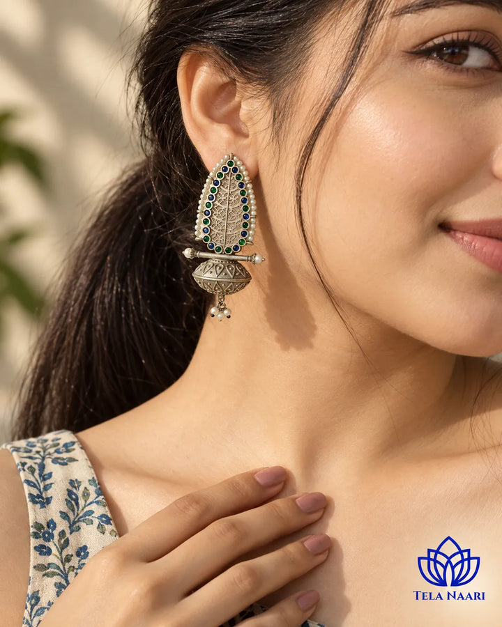Silver Oxidised Earrings Chavi