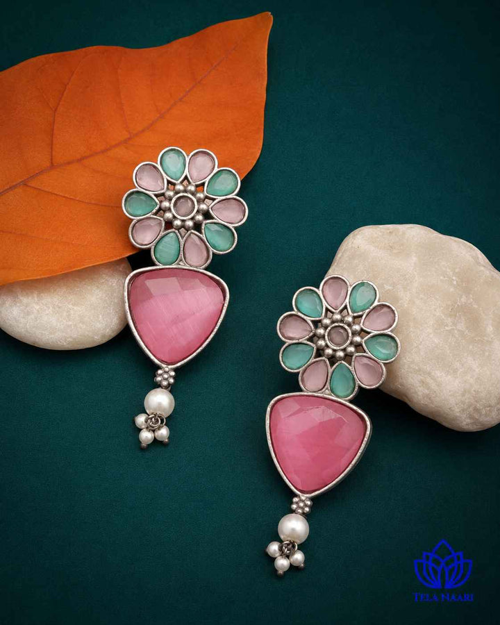 Pink Idaya Silver-Plated Earrings