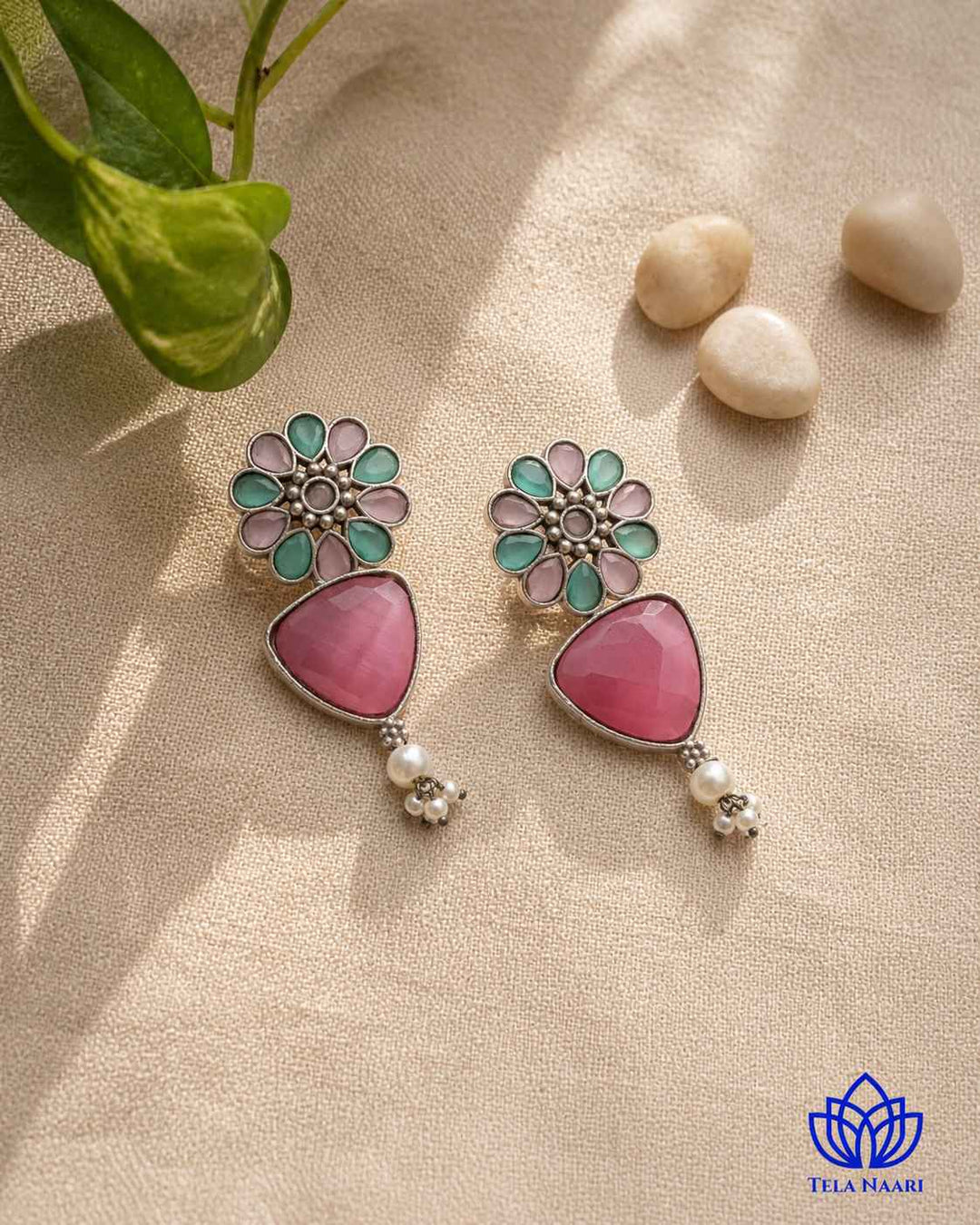 Pink Idaya Silver-Plated Earrings