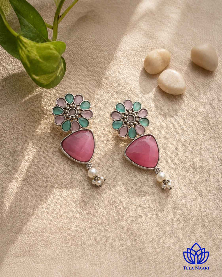 Pink Idaya Silver-Plated Earrings