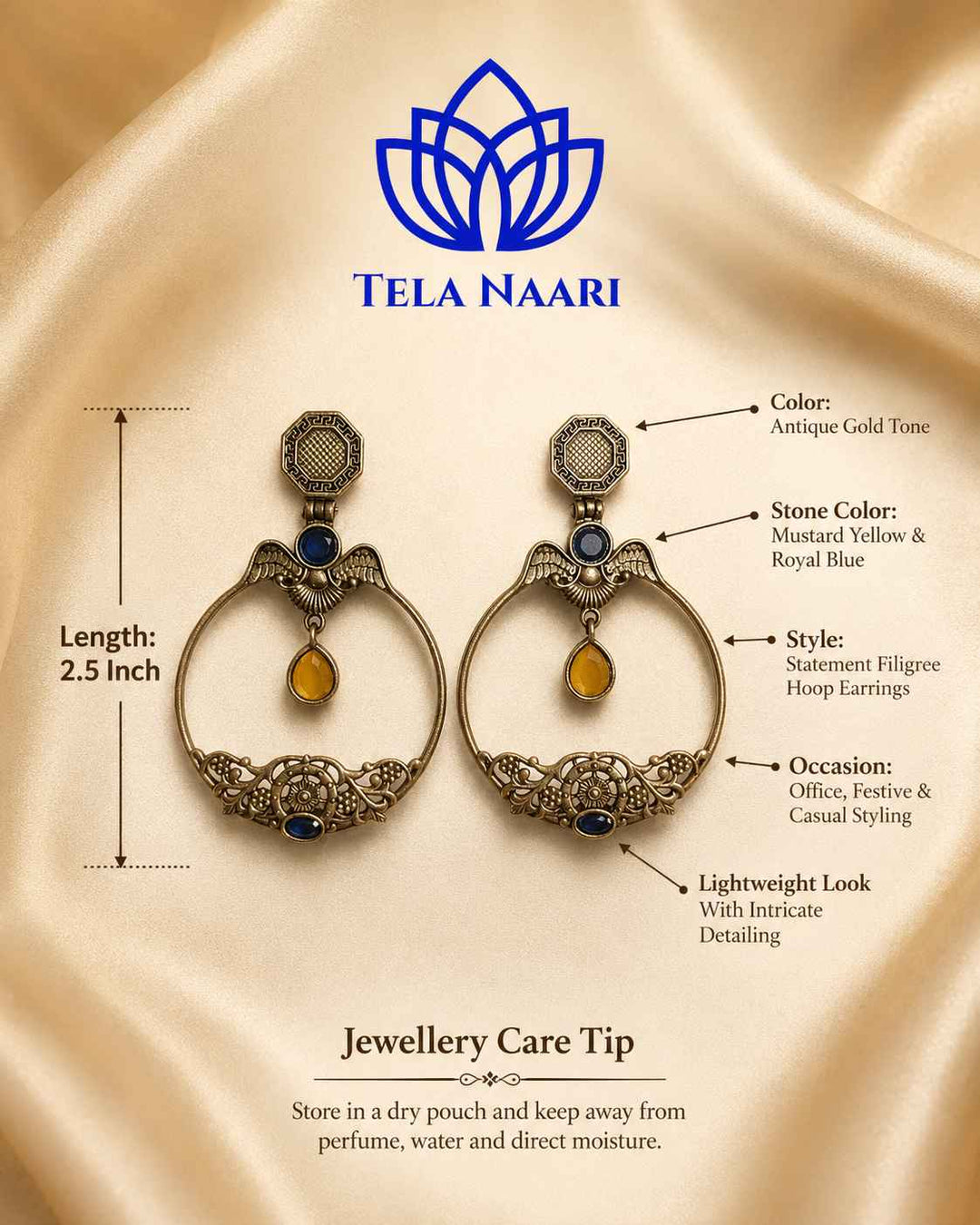 Inaki Silver Plated Yellow Earrings