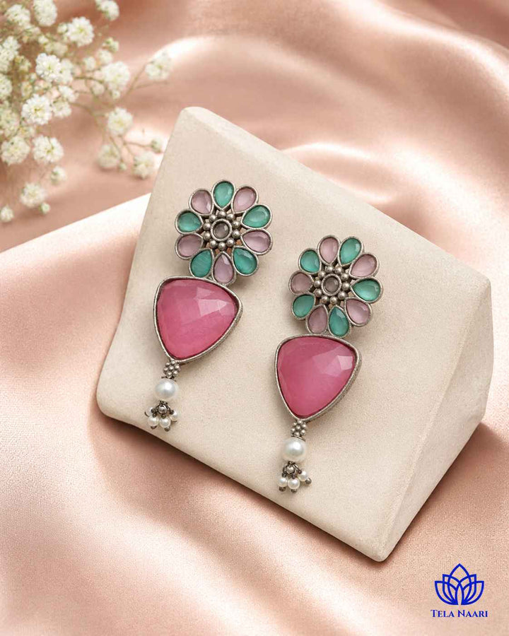 Pink Idaya Silver-Plated Earrings