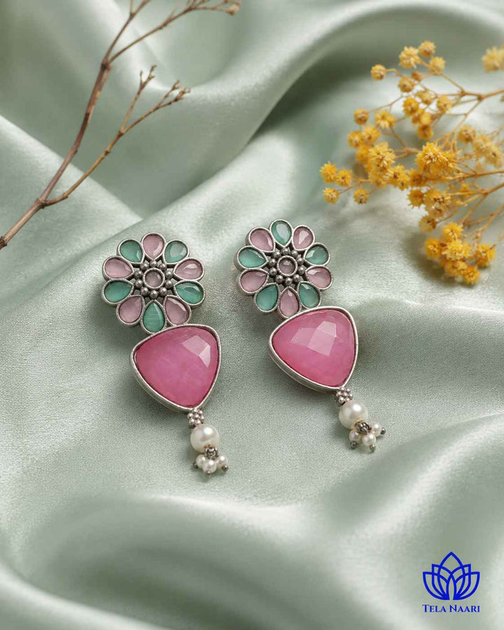 Pink Idaya Silver-Plated Earrings