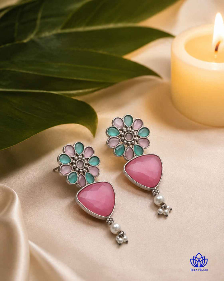 Pink Idaya Silver-Plated Earrings