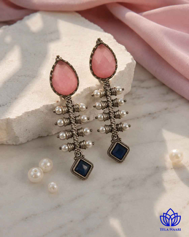 Aashita Silver-plated Tear Pink Drop Earrings