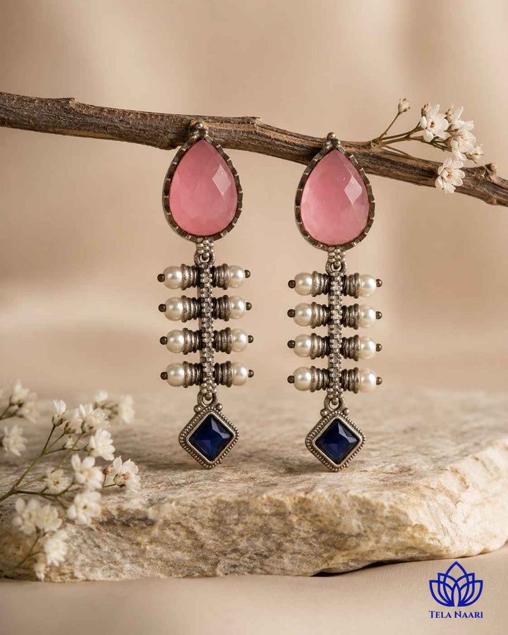 Aashita Silver-plated Tear Pink Drop Earrings