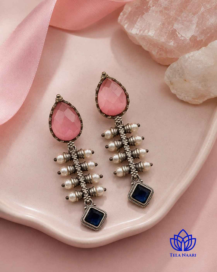 Aashita Silver-plated Tear Pink Drop Earrings