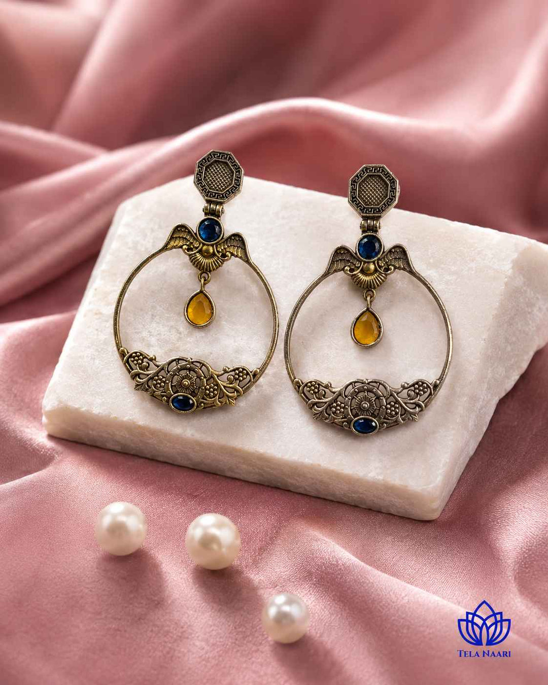 Inaki Silver Plated Yellow Earrings