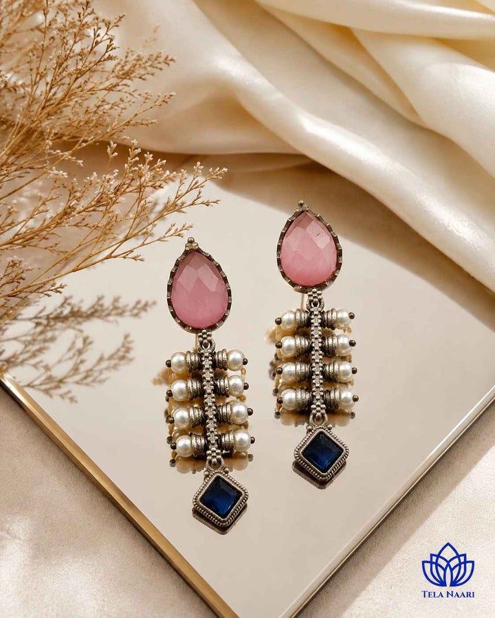 Aashita Silver-plated Tear Pink Drop Earrings
