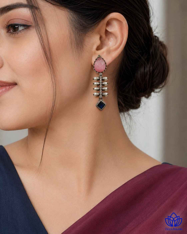 Aashita Silver-plated Tear Pink Drop Earrings