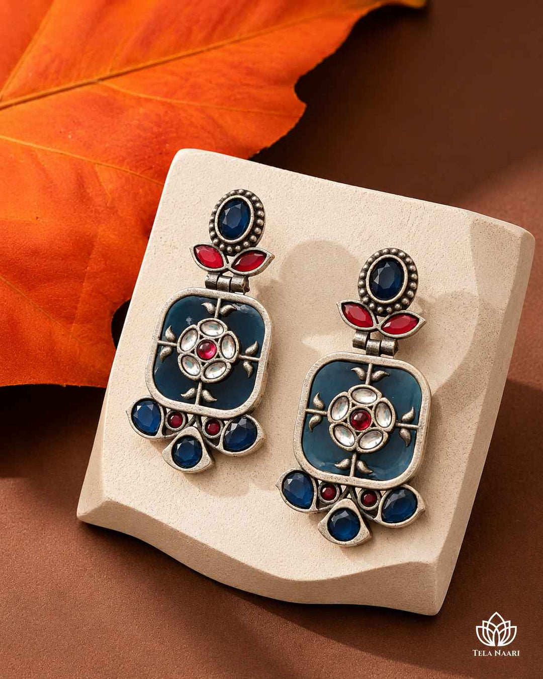 Gavi Silver Plated Blue Dangler Earrings