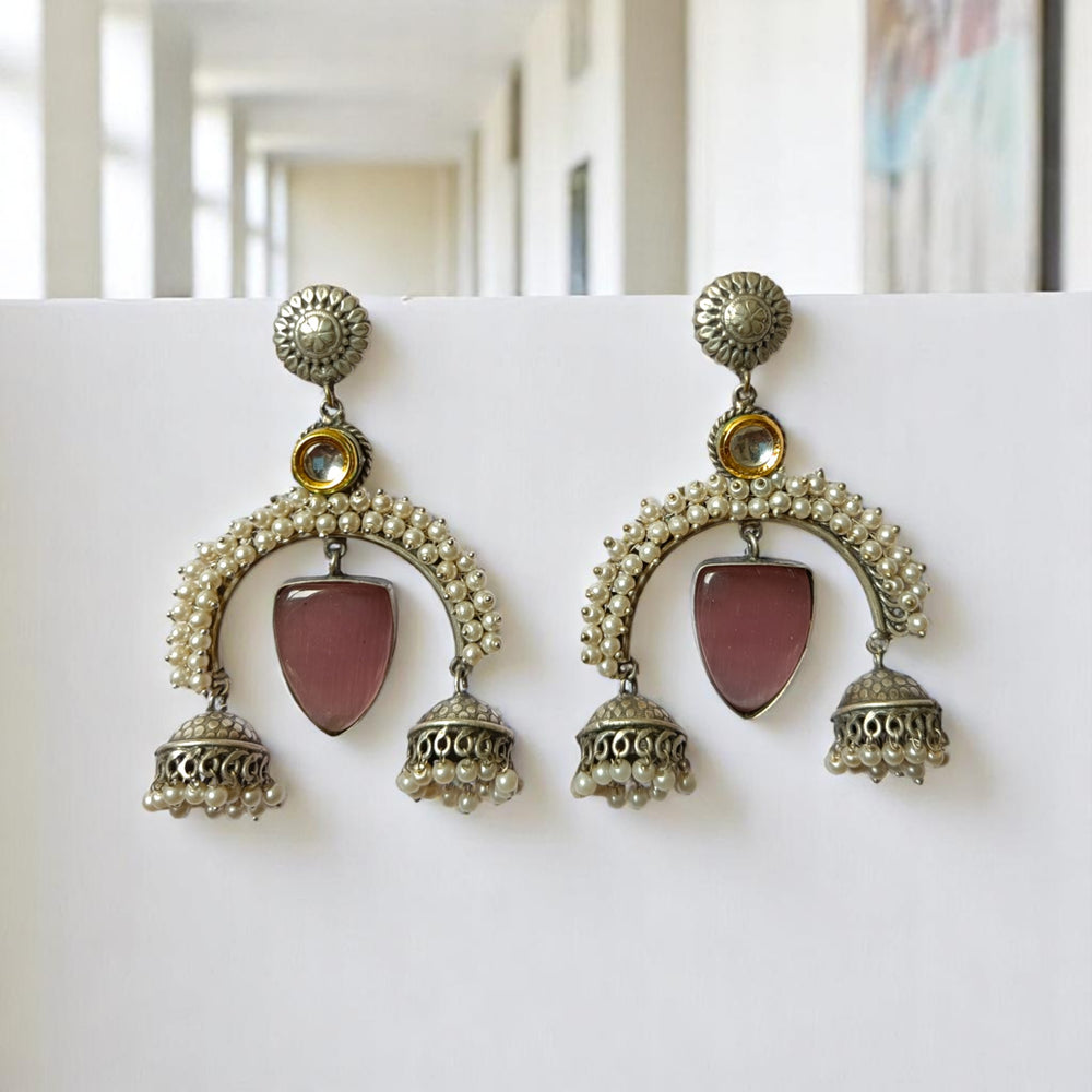 Timeless Beauty Aarya Silver Oxidised Jhumki Earrings - TelaNaari