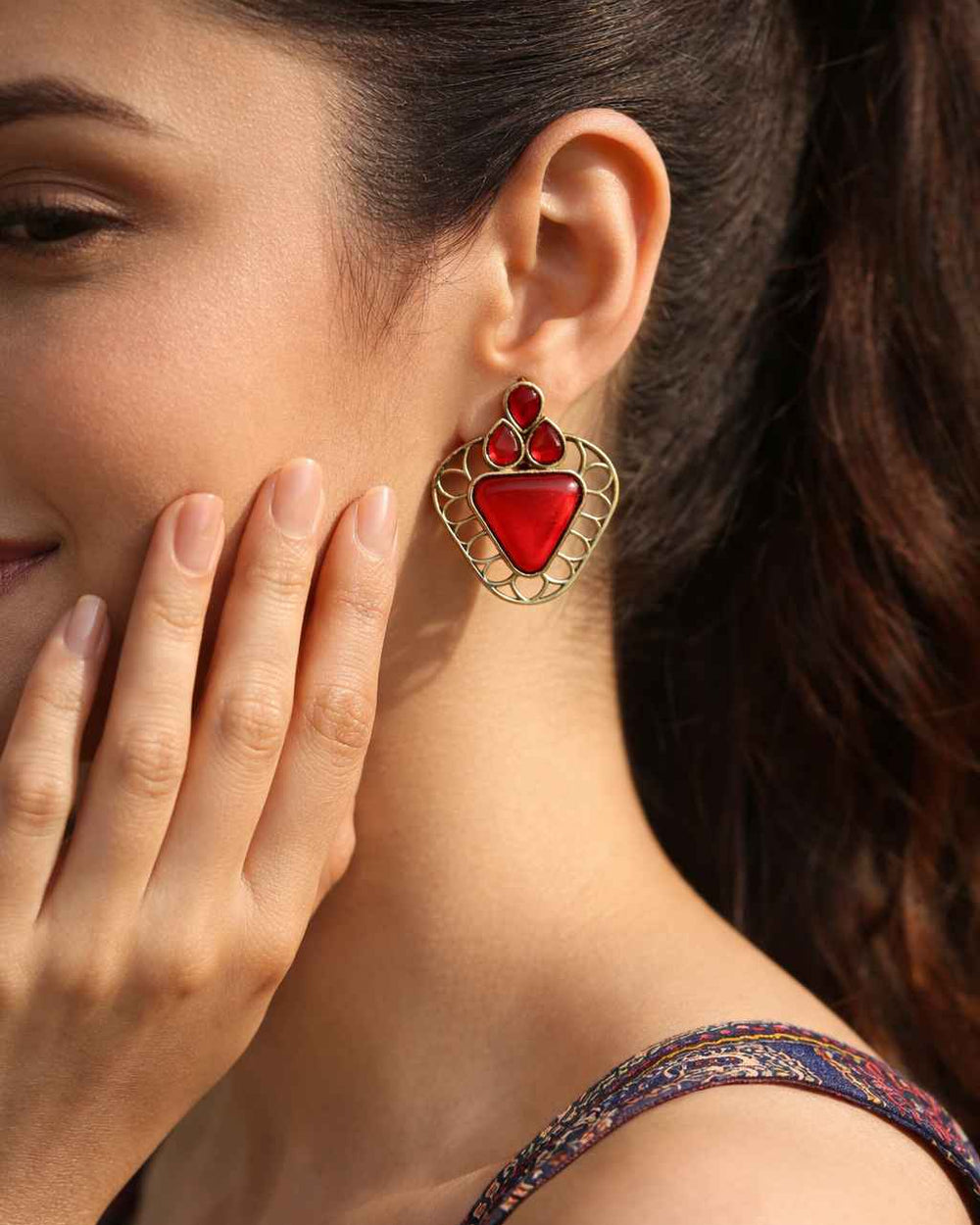 Silver oxidised daily wear earrings – Indian heritage ethnic jewellery by TelaNaari