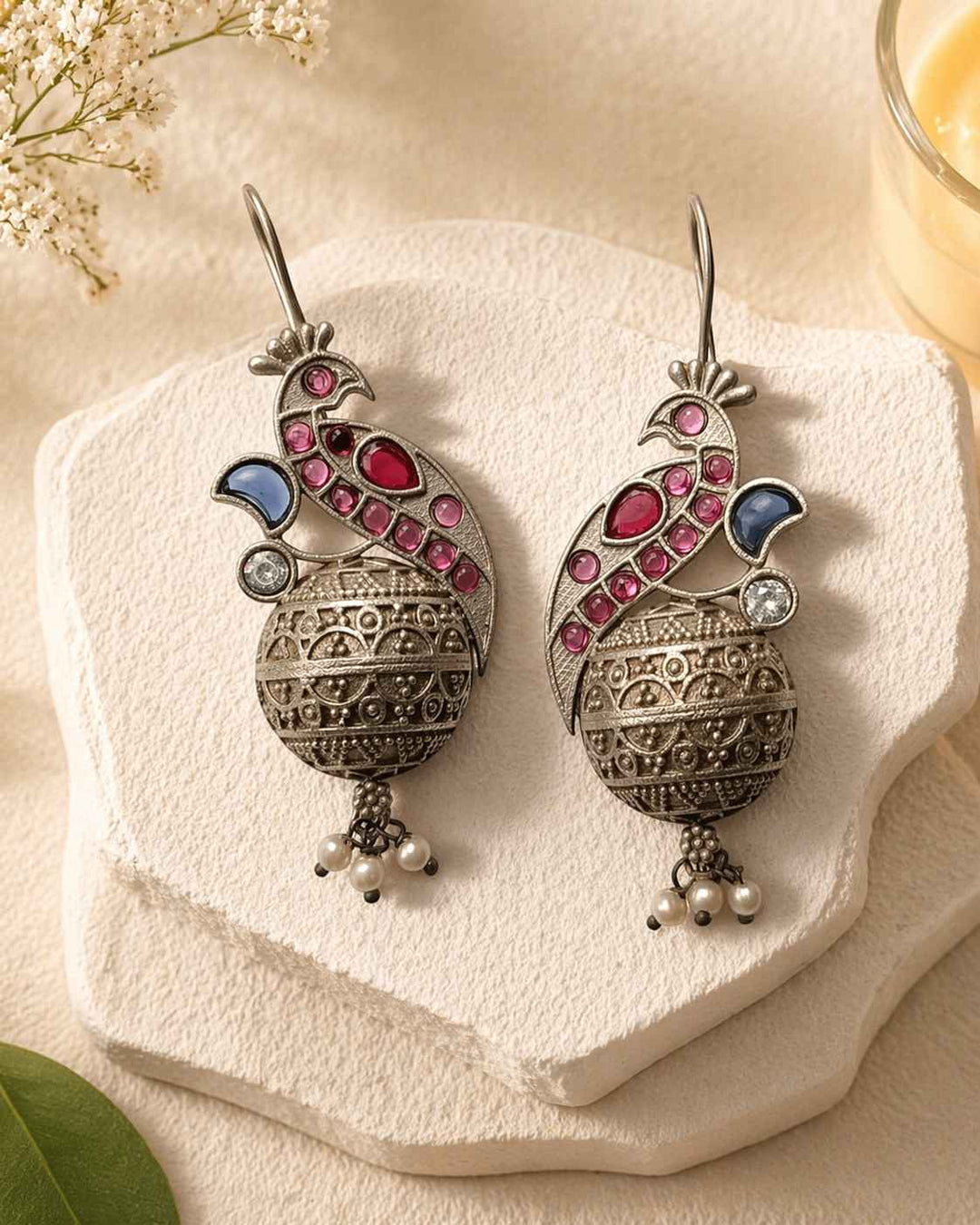 Classic Iravati Silver Plated Red Hook Earrings