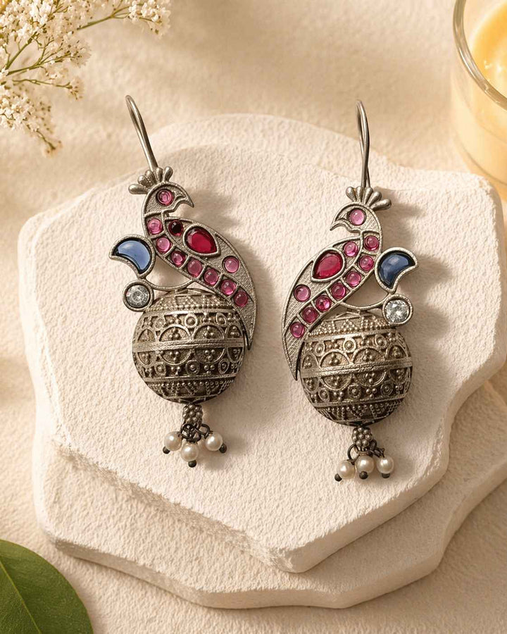 Classic Iravati Silver Plated Red Hook Earrings