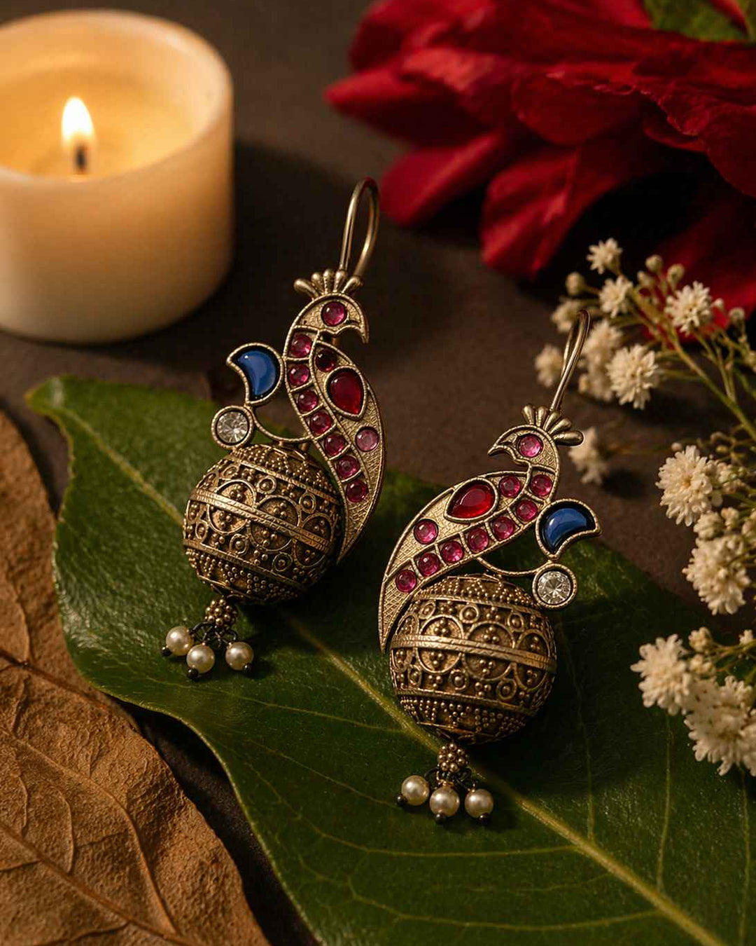 Classic Iravati Silver Plated Red Hook Earrings