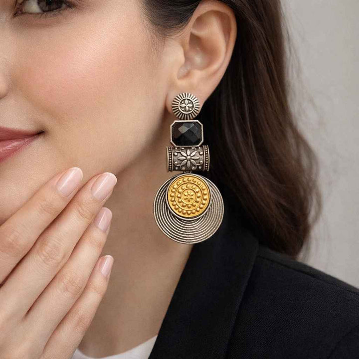 Aashtha Silver Plated Dual Tone Earrings