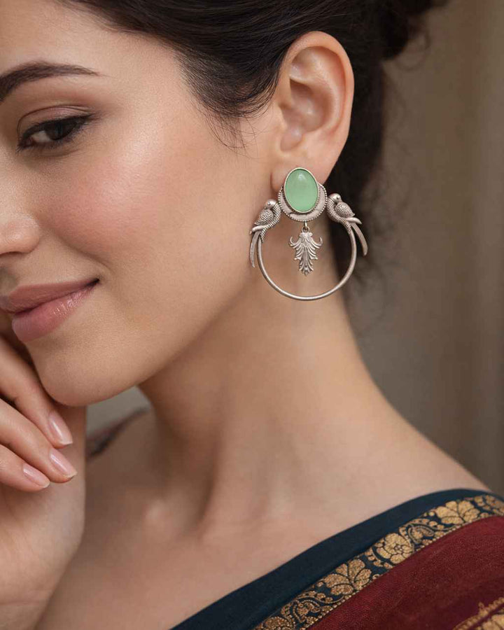 Classic Indumati Parrot Silver Plated Earrings