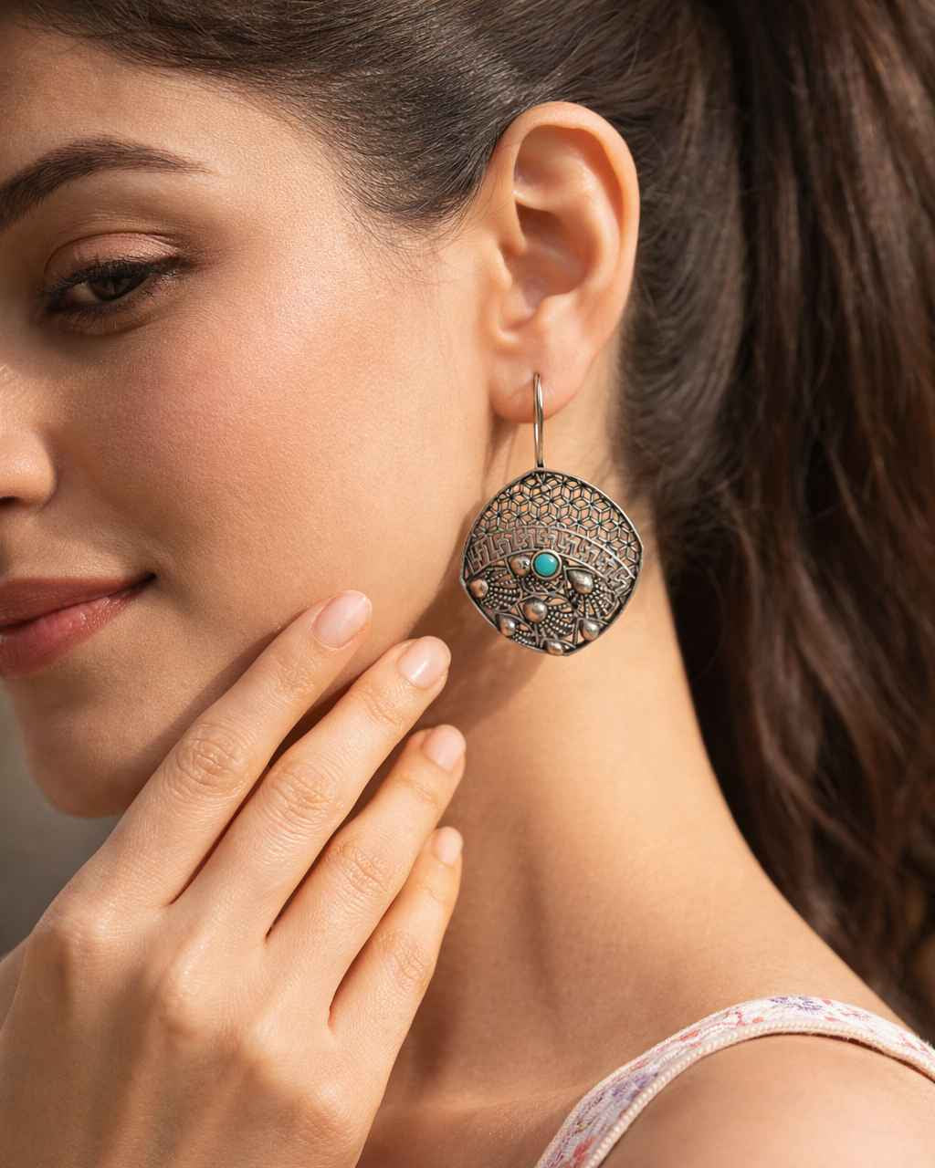 Telanaari Radiant Arina Silver Plated Hook Earrings