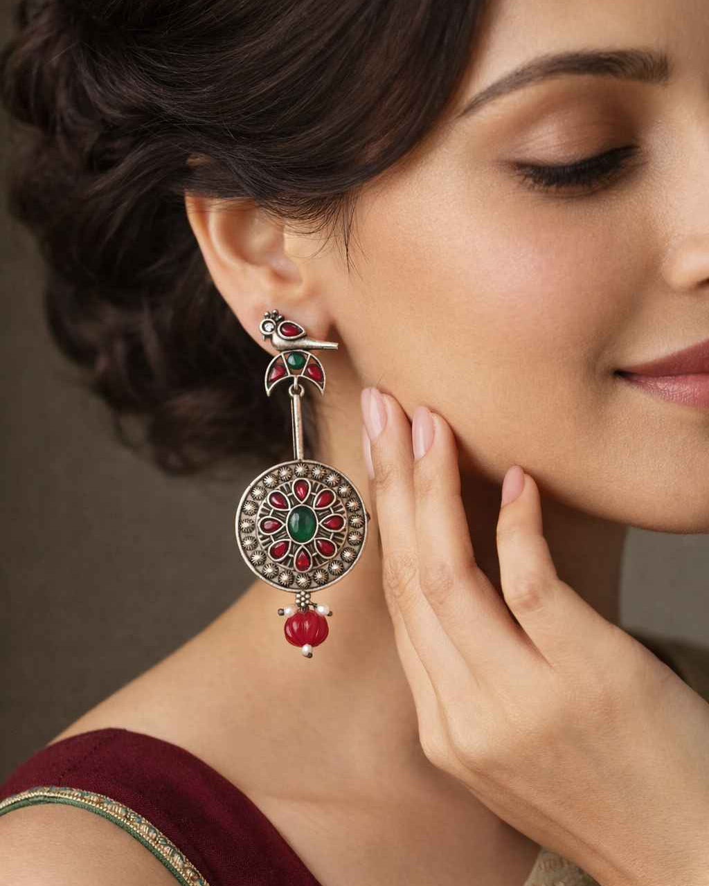 Elegant Idhika Bird Silver-Plated Earrings