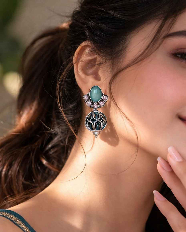 Telanaari Classic Shilpy Silver-Plated Earrings