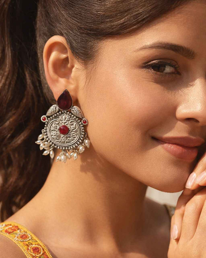 Elegant Aasvi Silver Plated Pearl Earrings