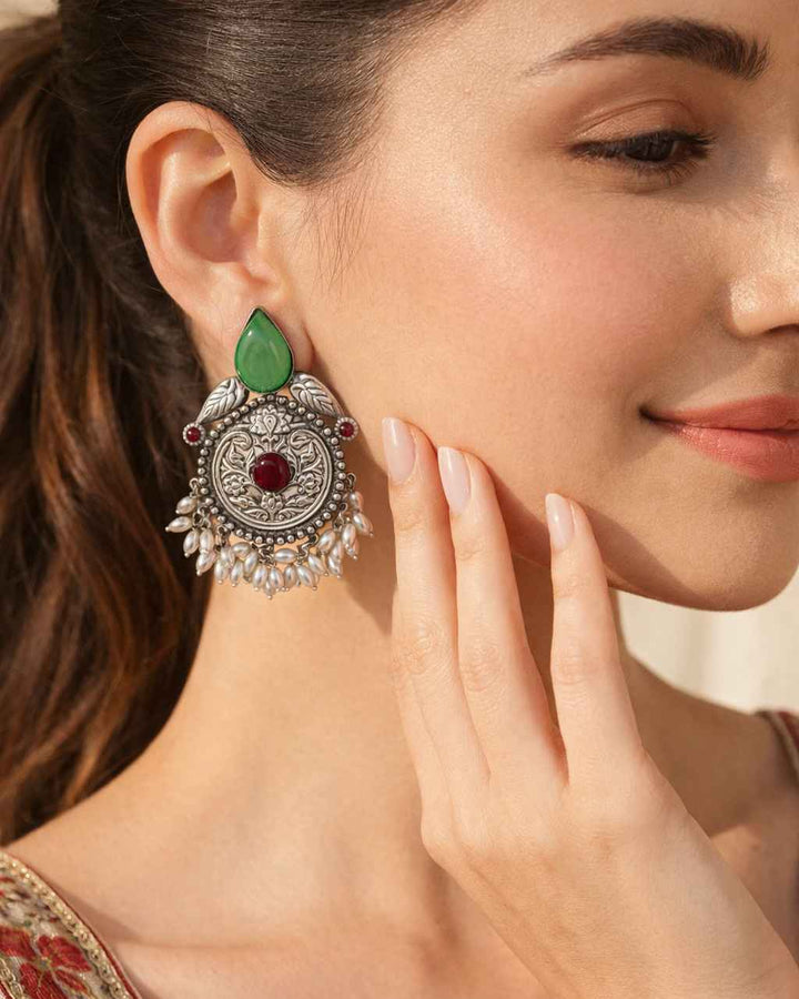 Elegant Aasvi Silver Plated Pearl Earrings