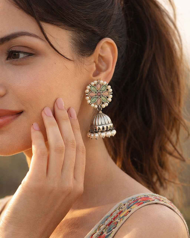 Elegant Imla Silver Plated Pearl Earrings