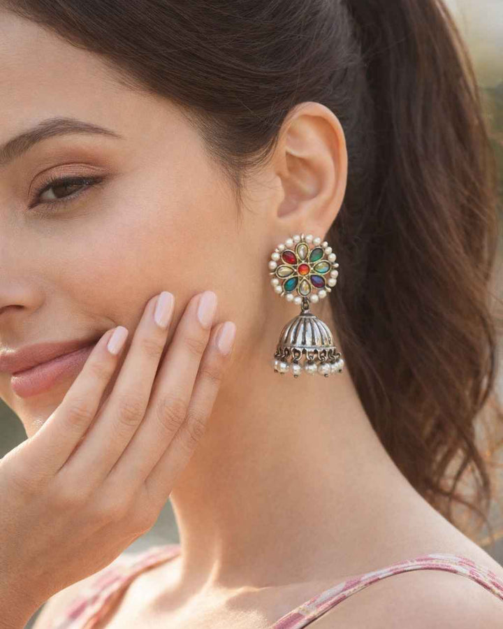 Elegant Imla Silver Plated Pearl Earrings