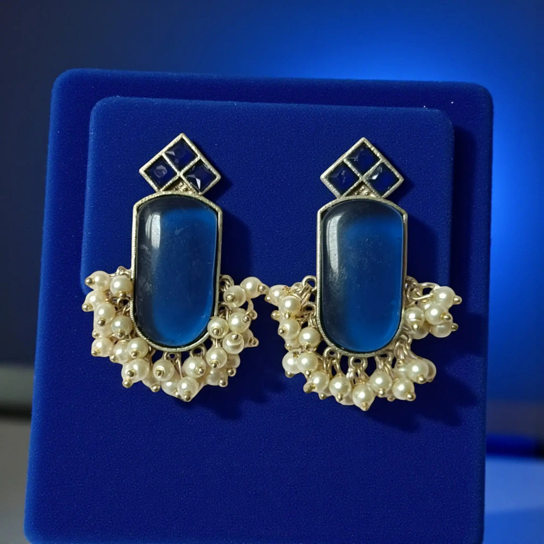 Silver Oxidised Stud Earrings Jinsy