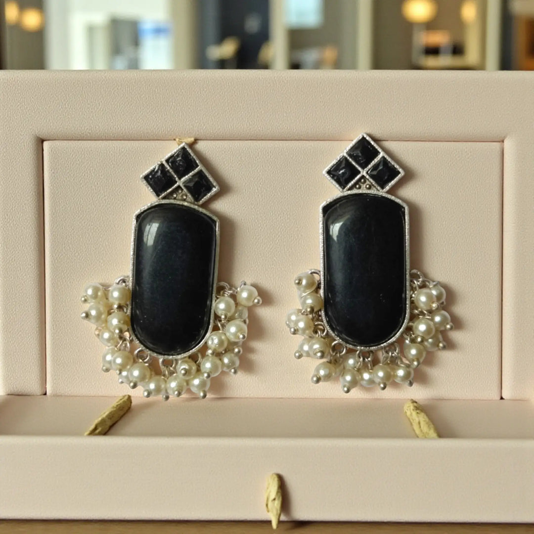 Silver Oxidised Stud Earrings Jinsy