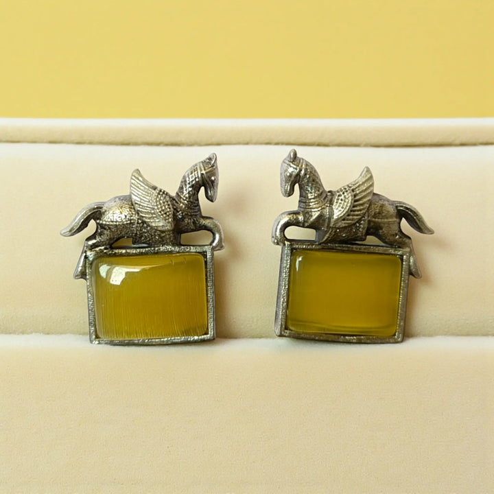Silver Oxidised Horse Stud Earrings Falak