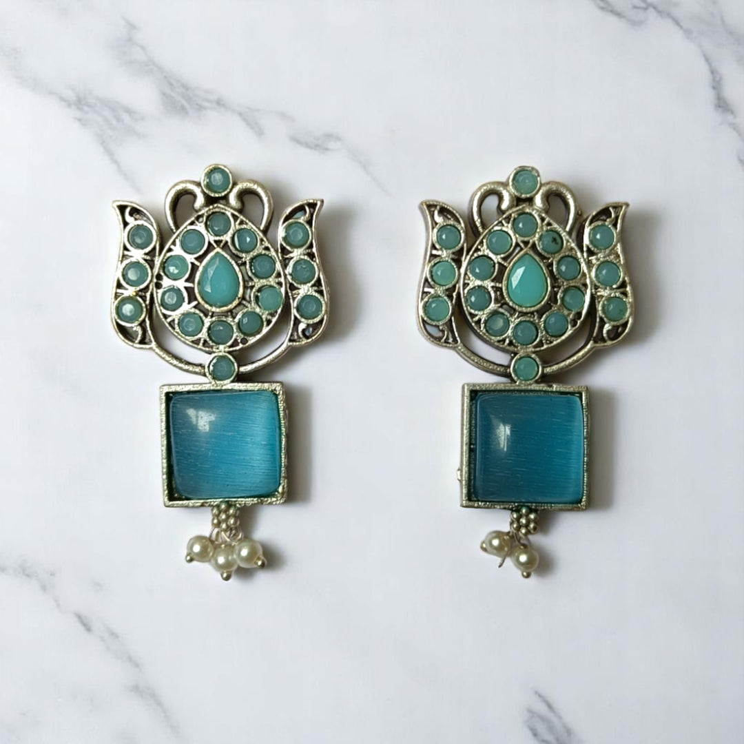 SILVER LOOK ALIKE EARRINGS AZALEA - TelaNaari