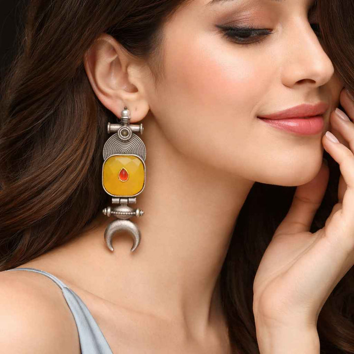 Half Moon Silver Plated Earrings