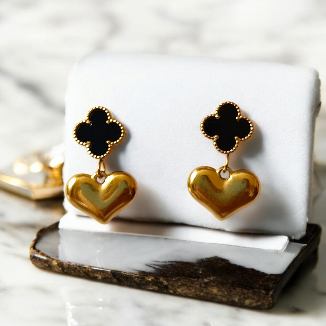 Telanaari 18K Gold Plated Stainless Steel Tarnishfree Waterproof Small Heart Stud Earrings - TelaNaari