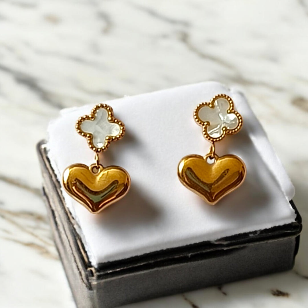 Telanaari 18K Gold Plated Stainless Steel Tarnishfree Waterproof Small Heart Stud Earrings - TelaNaari
